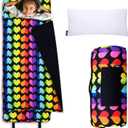 Wildkin Kids Nap Mat with Pillow and Blanket, Preschool Rest Mat, Rainbow Hearts