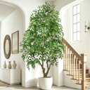 7FT Artificial Ficus Tree Tall Faux Indoor Plant with Lush Green Leaves