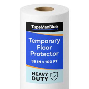 TapeManBlue Temporary Floor Protector Roll, 39" x 100', Water and Slip Resistant, Heavy Duty Temporary Floor Covering for Construction, Painting, Moving, and Parties, Surface Protection Fleece, White