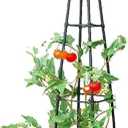 FOLLOOK Cucumber Trellis, 67" Tall Obelisk Garden Trellis for Climbing Plants Outdoor Plastic-Coated Metal Support for Flower Vine Vegetable Tomato Cage Cucumebr Trellis Raised Bed, Black, 2 Pack