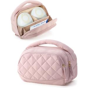 Wearable Breast Pump Bag Compatible with Momcozy, Medela and Eufy Pumps, Portable Pumping Bag with Handle for Work, Travel, and Family Use, Pink