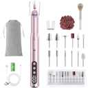 Cordless Electric Nail Drill 35000 RPM, Professional Nail File Kit with LCD Display, 12 Bits & 36 Sanding Bands, for Acrylic Gel Nails, Pet Claws, Salon & Home Use(Rose Gold)