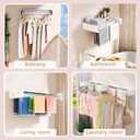 BAKON Wall Mounted Drying Rack with 4 Hooks and Shelf, Foldable Clothes Drying Rack for Laundry Room, Collapsible Laundry Rack Wall Mount, for Indoor Outdoor Hanging Clothes, 23.6 Inch