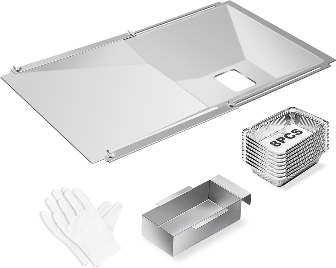 Grease Tray with Catch Pan and Foil Liner, Adjustable Drip Pan for 3/4/5 Gas Grill Models from Dyna Glo, Nexgrill, Expert Grill, Kenmore, Charbroil, BHG and More Grill Replacement Parts.