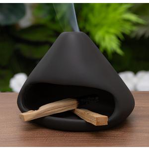 Palo Santo Holder Incense Burner-Zongzi Clay Smudge Bowl with Chimney, Mini Ceramic Fireplace for sageCone Burning, Aromatic Home Decor, Ceramic ash Tray, Anxiety Relief Meditation for Women