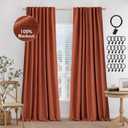MIULEE Terracotta 100% Blackout Curtains 84 inches Long, Linen Curtains for Bedroom Black Out Window Treatments Thermal Insulated Room Darkening Drapes Back Tab Burnt Orange Rust Fall Decor 2 Panels