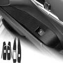 AIRSPEED for 2018-2024 Toyota Camry Carbon Fiber Car Door Window Button Cover Center Console Interior Trim Accessories, Black with Folding Rearview Mirror Button