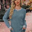 WIHOLL Long Sleeve Shirts for Women Lightweight Sweaters Fall Outfits 2026 Color Block Winter Clothing Dressy Casual Soft (Gray, S)