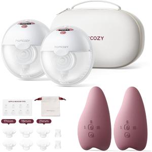 Momcozy M5 Breast Pump & A1 Lactation Massager Combo -Wearable Breast Pump with Double-Sealed Flange (3 Modes/ 9 Levels) + 2-in-1 Lactation Massager (Heat & Vibration) for Clogged Ducts & Milk Flow