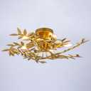 TOCHIC Semi Flush Mount Ceiling Light, 5-Light Modern Gold Leaf Chandelier, 23.2" D Farmhouse Close to Ceiling Light Fixture Entryway Flush Mount for Bedroom Dining Room Living Room Kitchen Foyer