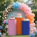 Cylinder Covers Set of 3, Cylinder Stand Covers for Parties,Round Pedestal Stand Covers for Cylinder Stands for Wedding Party Birthday Display(Cylinder Stands Not Included) (Dark Blue Deep Pink Orange, S+M+L)