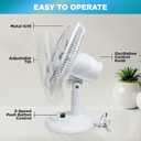 EZ-CHILL 16 Oscillating Table Fan with Adjustable Tilt, Convenient Push Button Controls, Quiet, 3 Speed, Desk Fan, Airflow 15.75 ft/sec, Ideal for Home, Bedroom, Dorm & Office, MTFD-16