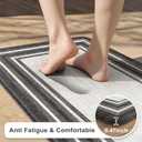 KIMODE Anti Fatigue Kitchen Mat for Floor 2PC,Kitchen Rugs Non Slip Rubber Backing,Waterproof Farmhouse Kitchen Floor Mat,Cushioned Standing Mat for Home Decor,Office,Laundry,Sink,Desk,Black and Grey, 17.3"x 47"+17.3"x 29