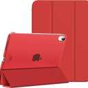 MoKo for iPad (A16) 11th Generation Case 11 Inch 2025, iPad 10th Generation Case 10.9 Inch 2022, Slim Stand Hard PC Translucent Back Shell Smart Cover, Support Touch ID, Auto Wake/Sleep,Red
