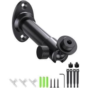 Mic Wall Mount Bracket with Ball Head - 180 & 360 Swivel, 5/8"-27 Microphone Flange Mount with 1/4" and 3/8" Screw Adapters, Easy Mounting of Mics, Web Cameras, Lights for Studio & Home Office