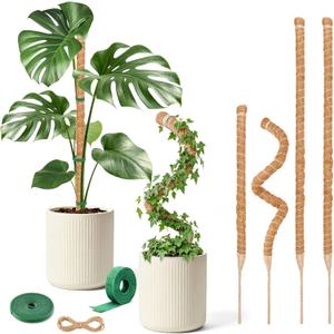 4 Pack Moss Pole, 2 Pack 28" & 2 Pack 48" Bendable Monstera Plant Support, Plant Stakes for Climbing Indoor Plants, Coco Coir Moss Pole for Potted Plants, Pothos, Philodendron
