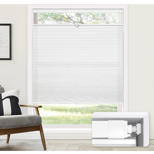 Lazblinds No Drill TDBU Cellular Shades, 48" W x 64" H, White