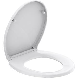 R&T Toilet Seat Round B1099, Heavy-Duty up to 440 lbs, Slow Close, Non Slip and Easy to Keep Clean, Easy to Install, White Premium PP Material