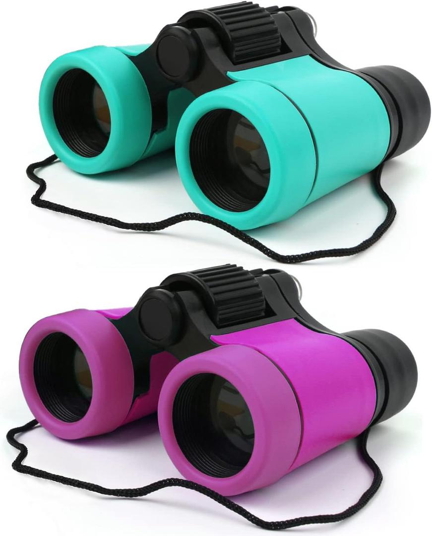 Scotamalone Kids Binoculars Shock Proof Toy Binoculars Set for Age 3-12 Years Old Boys Girls Bird Watching Educational Learning Hunting Hiking Birthday Presents (green and purple)