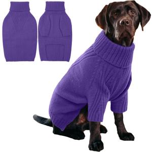 IECOii XL Dog Sweater,Winter Doggy Clothes for Large Dogs Girl Boy,Warm Pullover Soft Dog Sweater Turtleneck,Lightweight & Good Stretch for Active Dogs Like Beagle,Border Collie (Purple,XLarge)