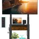 Rolling TV Stand with Power Outlet and Fabric Drawer for 32-75 Inch Flat/Curved Screen up to 220lbs LCD/LED/OLED Adjustable Height Mobile TV Cart with Wheels for Home Office Max VESA 600x400mm
