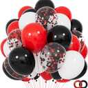 68Pcs Red Black White Latex Balloons 12 Inch with Black Red Confetti Balloons for Birthday, Wedding, Baby Shower, Graduation Poker Card Party (Heihongbai)