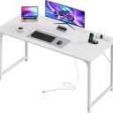PRAISUN 47 X 20 Inch Computer Desk, Power Outlets, USB-C, White