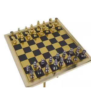 Gold Aluminum Table Chess Game Set  , 22''wx 22''h