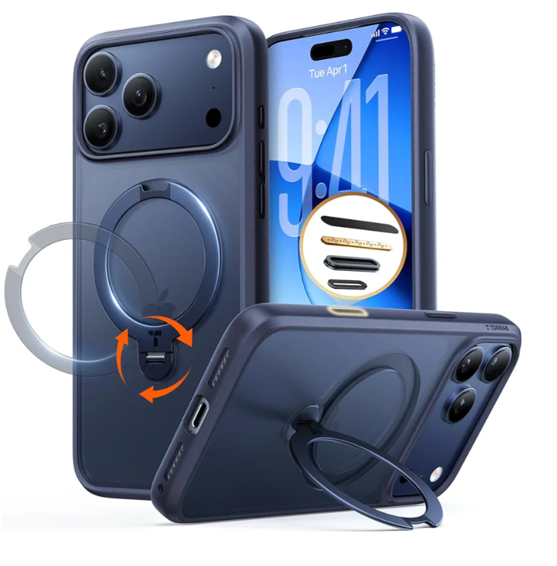 TORRAS Q3 Spin for iPhone 17 Pro Max Case with 360 Magnetic Stand, Camera Control, Fit for MagSafe, 4X Military-Grade Shockproof Case for iPhone 17 Pro Max Phone Case with Kickstand, Deep Blue