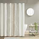 INK+IVY Imani Tufted Chenille 100% Cotton Shower Curtains Machine Washable, Modern Home Bathroom Décor Bathtub Privacy Screen, 72" x 72", Ivory