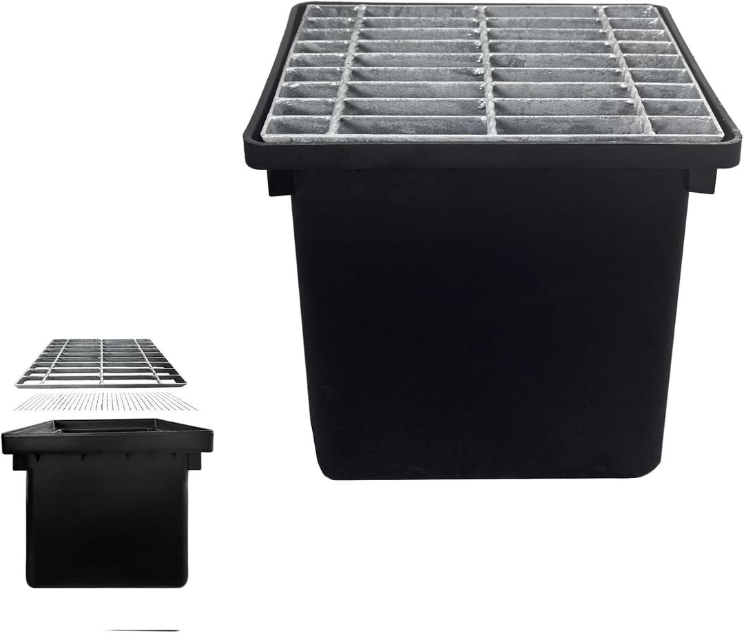 12x12in Driveway Catch Basin with Galvanized Steel Grate