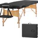BestMassage Massage Bed Portable Massage Table 2 Folding Lash Bed Height Adjustable 28 Inch Wide Spa Table with Non-Woven Bag for Spa Footmassage Facial CareSpa Tattoo (Black)