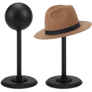 XIAO PEI Hat Holders Vintage Dome Shape Design Removable Metal hat stands/Helmet/Cap/Wig Storage Holder Display Stand. (2 Black)