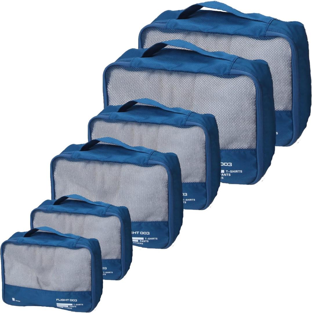Packing Cubes Set Travel Luggage Organizers Suitcase Lightweight Accessories Navy Blue