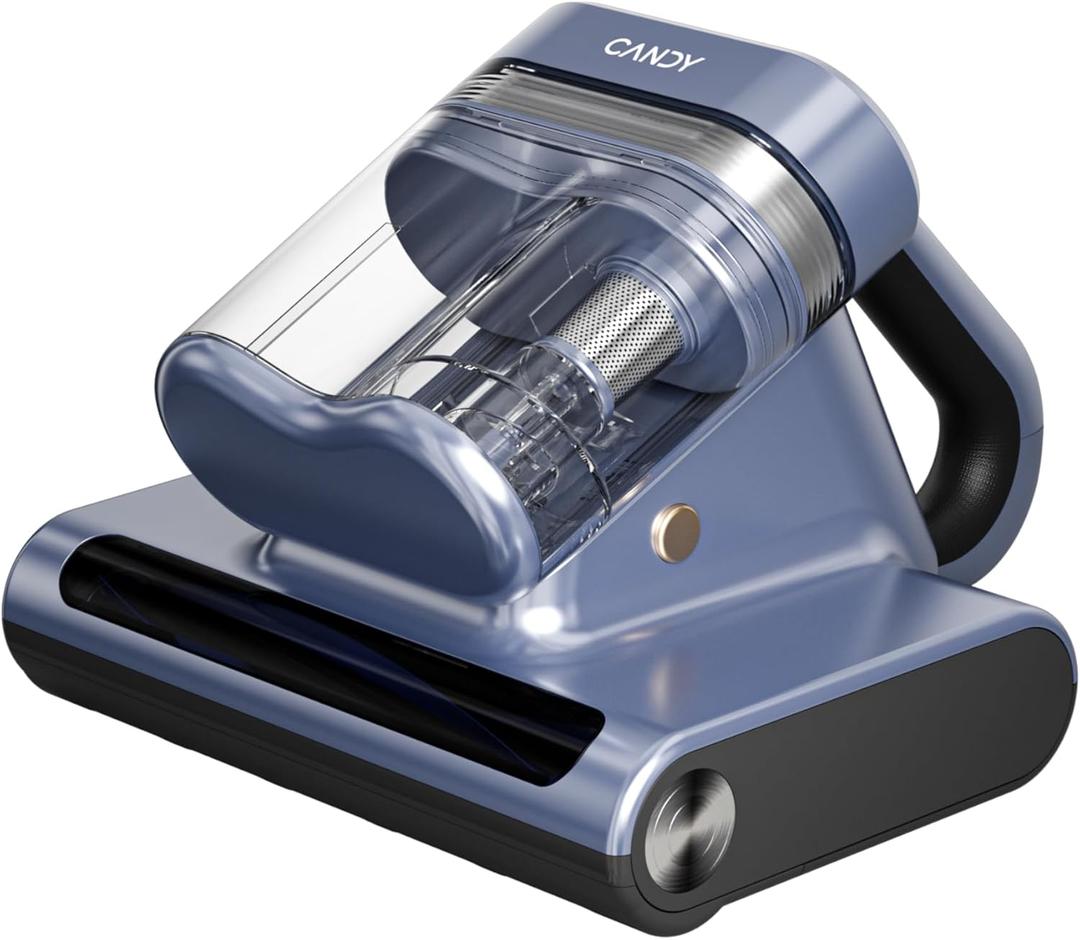 Candy Mattress Vacuum Cleaner, 16Kpa Bed Vacuum Cleaner with UV-C Light, 140F Heat, 4 Level HEPA Filter & Ultrasonic, Versatile Handheld Vacuums for Bed, Sofa, Couch, Crib(Corded, 650W) (Blue)