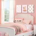 3Pcs Pink Teddy Bear Canvas Wall Art Coquette Bow Wall Decor Pictures Cute Animal Nursery Posters Prints for Baby Girls Room Bedroom Home Decorations