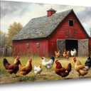 BJYCHG Chicken Picture for Kitchen Country Rooster Canvas Wall Art Rustic Farm Animal Painting Prints for Farmhouse Dining Room Decor Framed (16L x 24W)