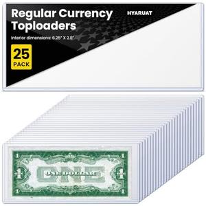 HYARUAT 25 Pack Currency Toploader – Premium Dollar Bill Holders, Durable Protective Sleeves for Bills, Currency Notes & Banknotes