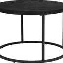 Ball & Cast Side End Table Round Accent Table with Faux Marble Top , 23.25" Dia, Black