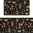 Mushroom Rug Kitchen Mats for Floor Cushioned Anti Fatigue Kitchen Rugs Sets of 2, Non Slip Waterproof Black Kitchen Floor Mat, Comfort Memory Foam Standing Mat for Office Laundry Sink Desk (46''Lx17''W+29''Lx17''W-0.4''H)