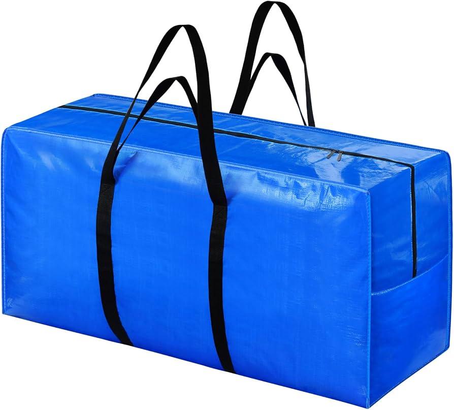 8 Pack Extra Large Moving Bags, Heavy Duty Clothes Christmas Storage Totes Bags with ColorNote & Handles, Moving Boxes Alternative Packing Bags for Space Saving