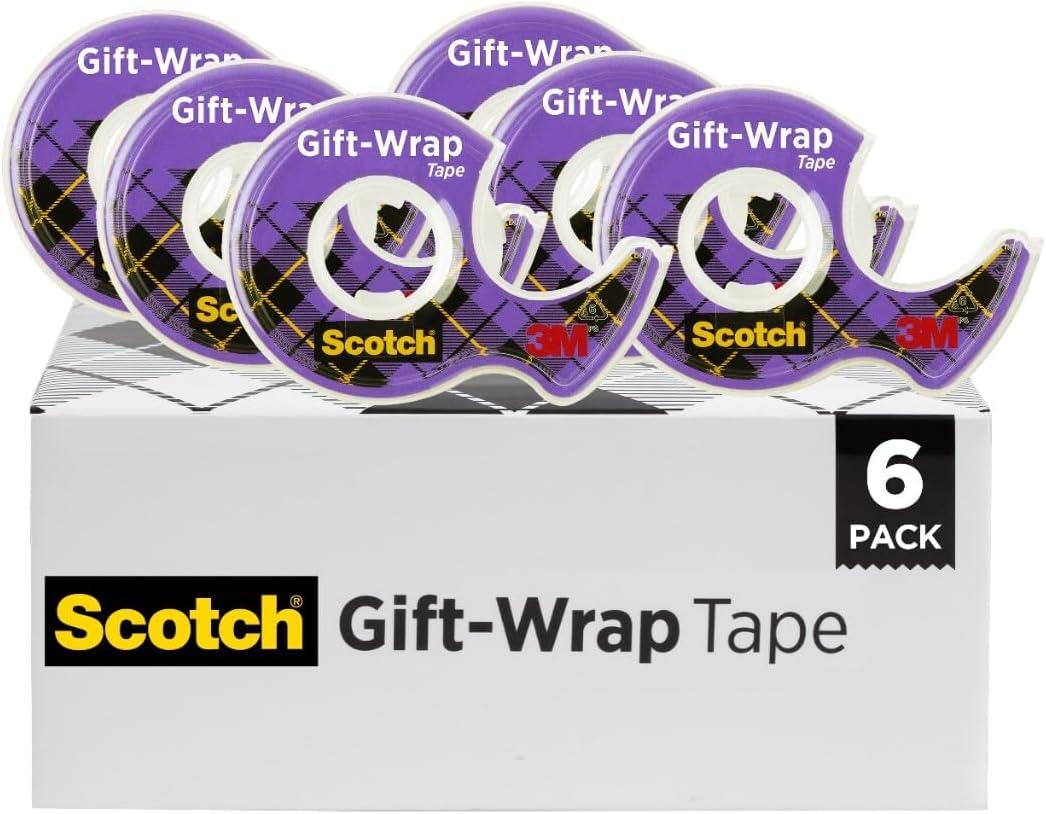 Scotch Gift Wrap Tape, Invisible, 0.75 in. x 650 in., 6 Dispensers/Pack, Create Halloween Crafts