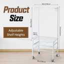 Wonderjune 1 Pcs Portable Mini Fridge Organizer Shelf with Wheels & 8 S Hooks, Mini Fridge Storage Stand, Microwave Stand for Dorm Room, Apartment & Kitchen, Compact Shelving for Small Space(White), 23.6 x 17.7 x 52 inches