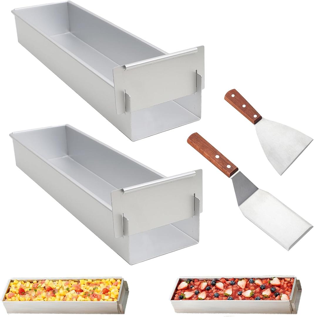 2pcs 16.3x4.3x2.5in Rectangle Tiramisu Cake Pan Nonstick, Food-Grade Tiramisu Cake Mould, cheesecake mold removable, Tiramisu Cake Baking Tray Easy Release Sturdy
