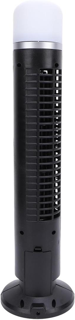 Yoidesu Bladeless Tower Fan, Portable Adjustable Speed Silent Compact Space Saving USB Desk Bladeless Fan with Light for Home Bedroom Office (Black)