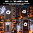 Light-Up Halloween Ghost Wreath, 12 Glowing White Spooky Halloween Wreaths for Front Door, Outdoor & Indoor Hanging Decoration for Wall Door, Halloweens Decor