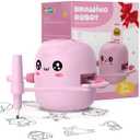 Drawing Robot for Kids, Interactive Educational Drawing Robot with Voice Interaction, Montessori Drawing Learning Toy with 150 Word Cards & 16 Color Pens, Christmas Birthday Present for Kids 5 6 7 8 9 (Pink)