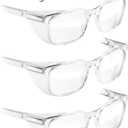 Stoggles Rectangle Z87.1 Certified Safety Glasses, Blue-Light, UV Blocking Lens, Top & Side Shield, Anti-Fog, Stylish Eyewear (Medium Standard Fit, Clear 3-pack)