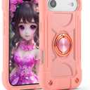 MARKILL Compatible with iPhone Air Case 6.5 Inch 2025 with 360 Degree Rotate Ring Stand, Military Grade Drop Protection Full Body Rugged Protective Case Kids Pink
