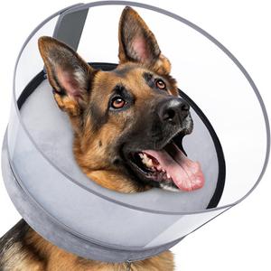 BARKLESS Dog Donut Collar, 2-in-I Inflatable Dog Collars for After Surgery to Stop Licking Wounds, Patented Protective Donut Cone with Higher Shield for Large Pets (Grey, XXL)